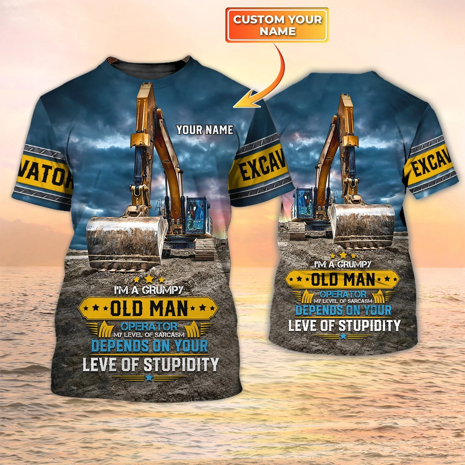 최신 여름 패션 남자 티셔츠 중장비 굴삭기 맞춤 이름  - Heavy Equipment Names 리뷰 및 가격