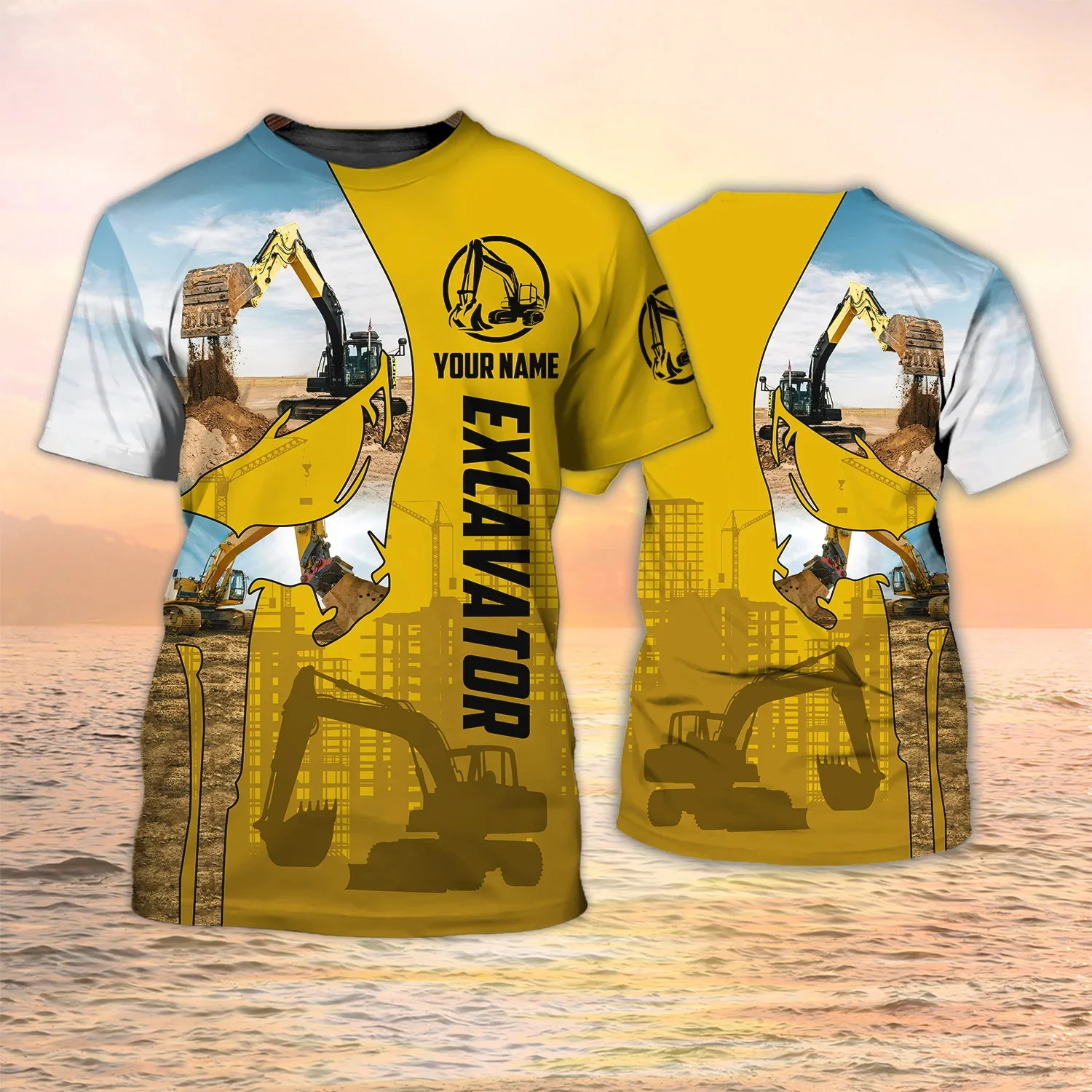 최신 여름 패션 남자 티셔츠 중장비 굴삭기 맞춤 이름  - Heavy Equipment Names 리뷰 및 가격