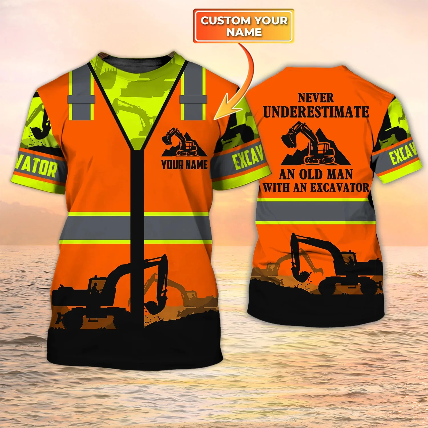최신 여름 패션 남자 티셔츠 중장비 굴삭기 맞춤 이름  - Heavy Equipment Names 리뷰 및 가격